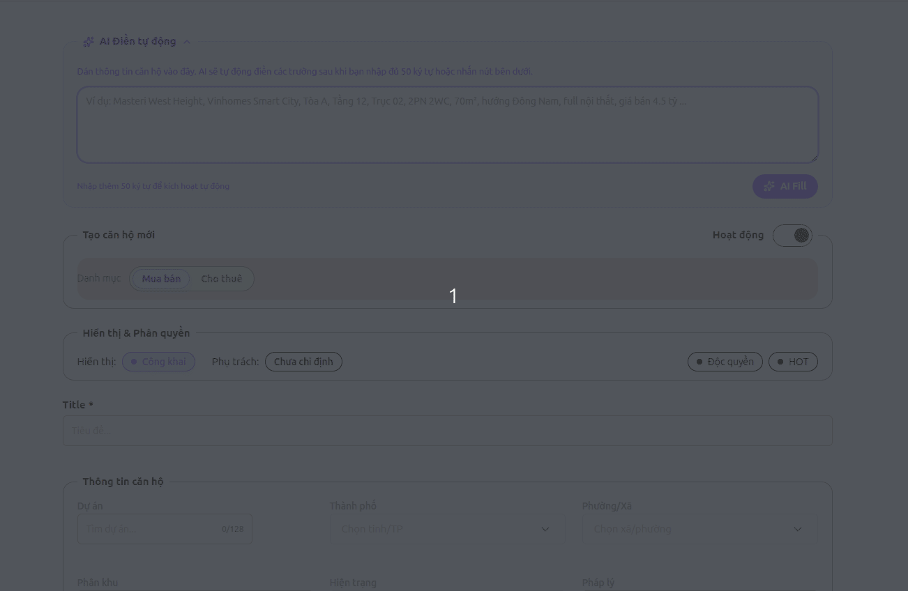 Tạo & lưu trữ căn hộ tức thì với sử hỗ trợ của AI